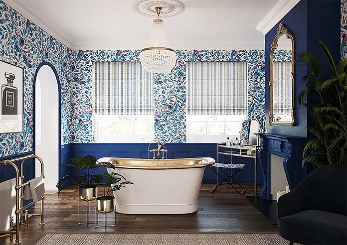 Laurel Stripe, Royal - Twist&Fit Roman Blind - Image 8